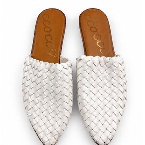 Ccocci Vintage Y2K White Woven Pointed Toe Mules Slides Flats Women's Size 7